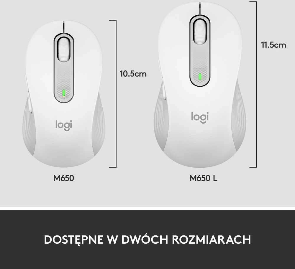 Belaidė pelė Logitech Signature M650 L, baltos spalvos