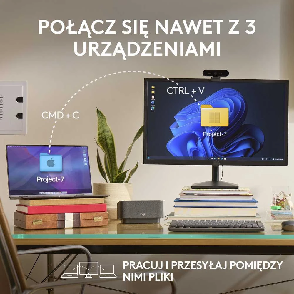 Belaidė pelė Logitech MX Anywhere 3S - RF belaidė + Bluetooth, lazerinis, 8000 DPI, Pale Pilkas (Baltas)