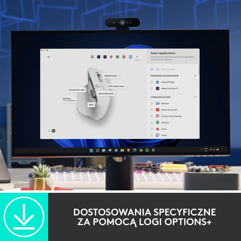 Belaidė pelė Logitech MX Master 3S, šviesiai pilka