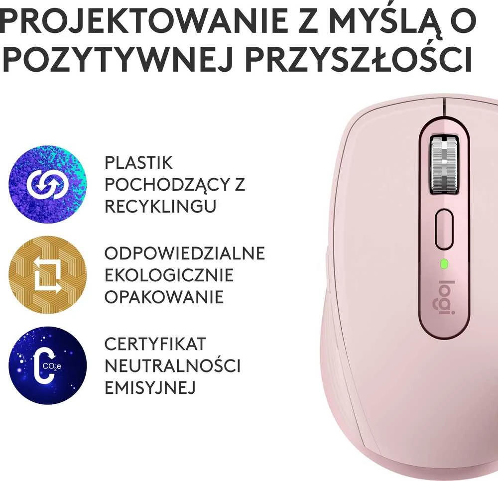 Belaidė pelė Logitech MX Anywhere 3S, rožinės spalvos