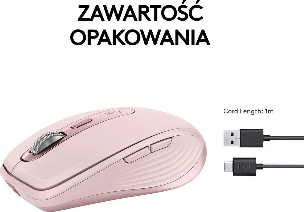 Belaidė pelė Logitech MX Anywhere 3S, rožinės spalvos