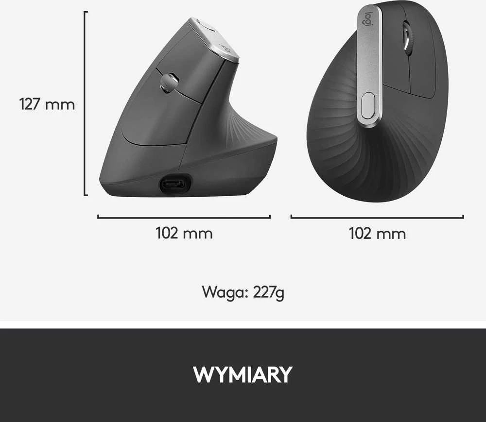 Belaidė pelė Logitech MX Vertical, pilka