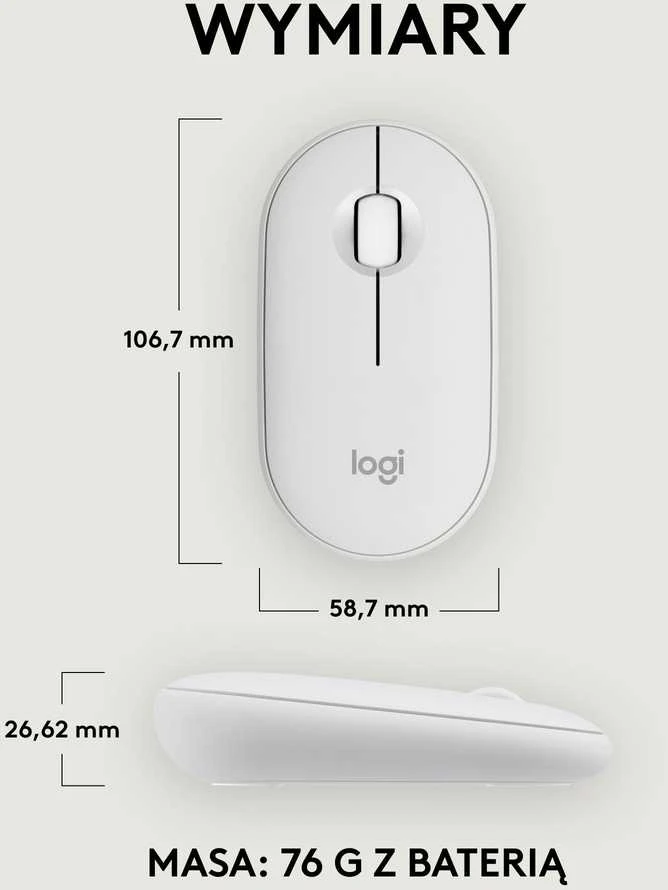 Belaidė pelė Logitech Pebble Mouse 2 M350s, Balta