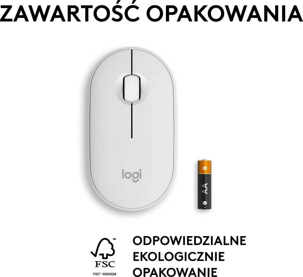 Belaidė pelė Logitech Pebble Mouse 2 M350s, Balta
