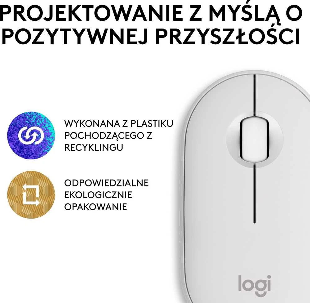 Belaidė pelė Logitech Pebble Mouse 2 M350s, Balta