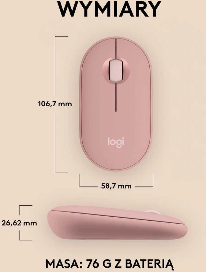Belaidė pelė Logitech Pebble 2 M350s, Rožinė