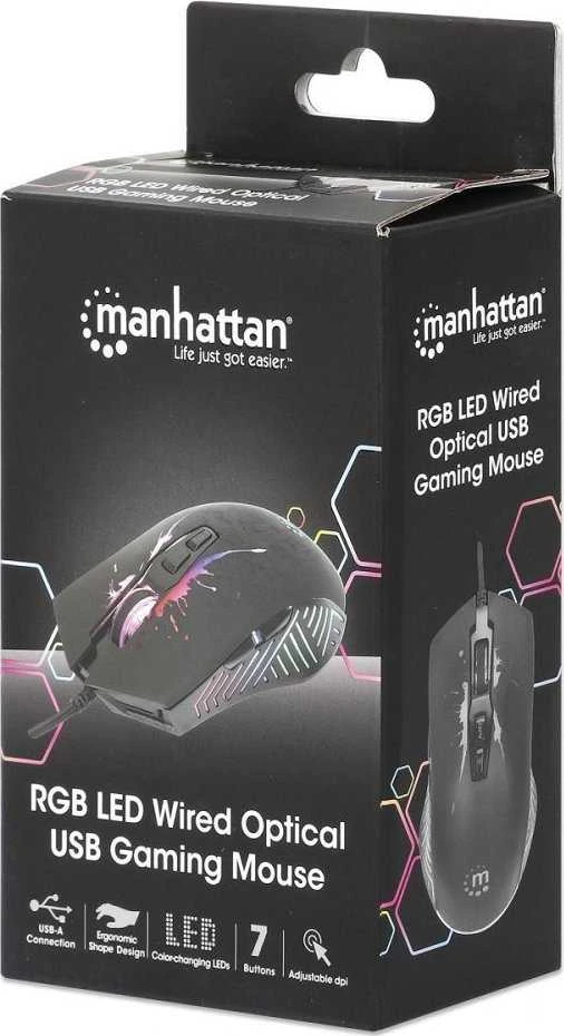 MANHATTAN RGB LED su laidu Optinė USB Pelė žaidimams