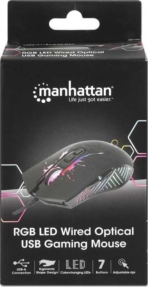 MANHATTAN RGB LED su laidu Optinė USB Pelė žaidimams