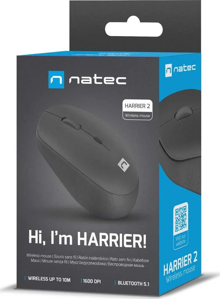 Natec | Pelė | Harrier 2 | Wireless | Bluetooth | Juodas