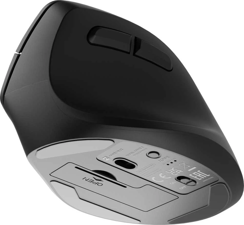 Natec | Vertikali pelė | Crake 2 | Wireless | Vertikali pelė | Bluetooth, 2.4GHz | Juodas