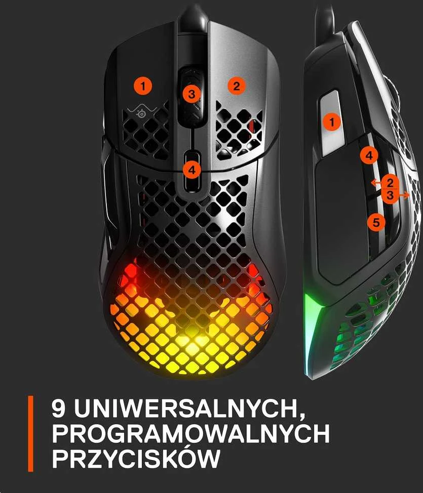 Žaidimų pelė SteelSeries Aerox 5 Onyx, Juodos spalvos