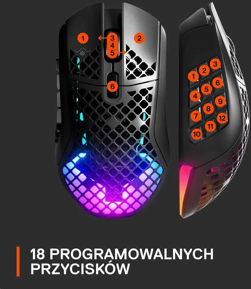 Belaidė žaidimų pelė SteelSeries Aerox 9 Onyx, Juodos spalvos