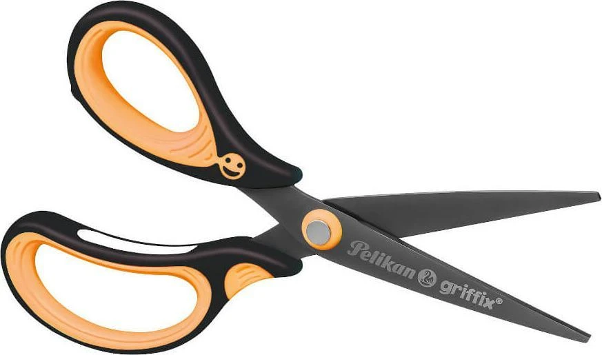 Pelikan Žirklės kairairank. GRIFFIX 15cm neon oranž.-juodos