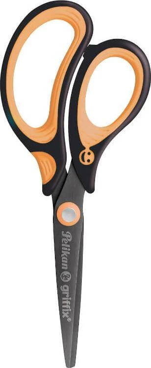 Pelikan Žirklės kairairank. GRIFFIX 15cm neon oranž.-juodos
