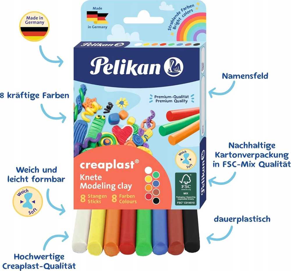 Pelikan Plastilinas 8sp 160g