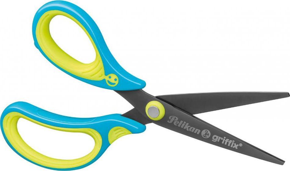 Pelikan Žirklės kairiarank. GRIFFIX 15cm neon gelt.-melsvos