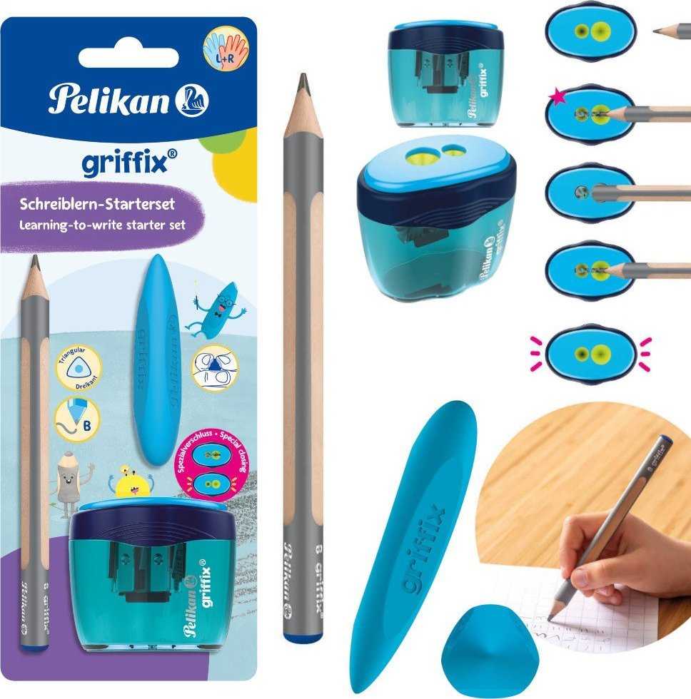 Pelikan Jumbo Griffix trikampis pieštukas mokymuisi rašyti + trintukas + drožtukas PELIKAN