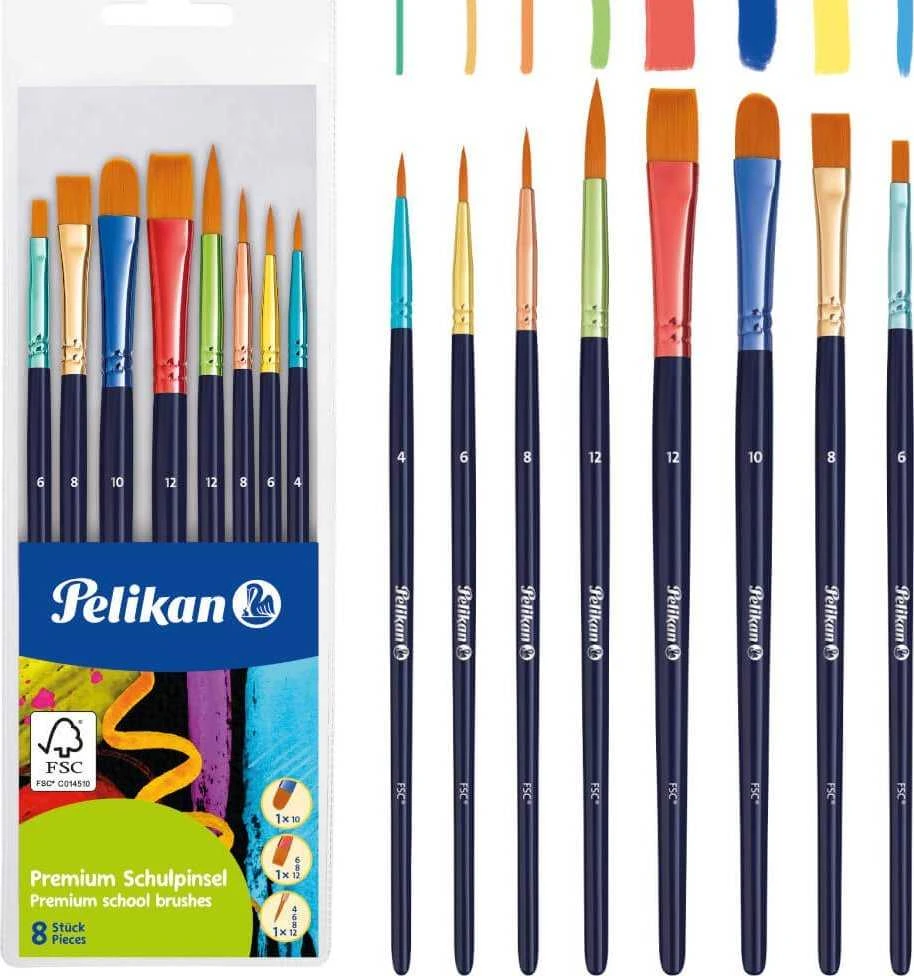 Pelikan Sintetinių teptukų rinkinys 8vnt