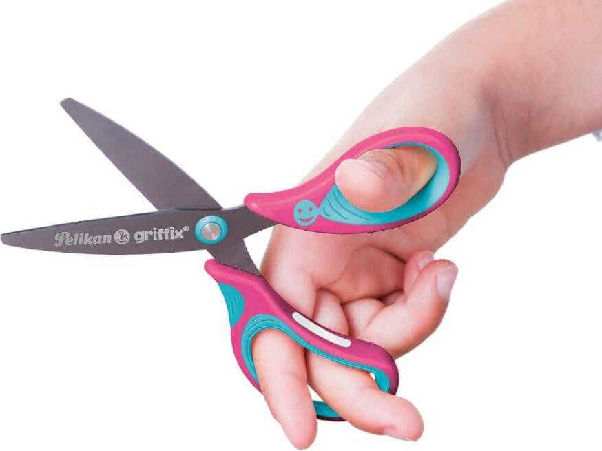 Pelikan Žirklės dešiniarank. bukais galais GRIFFIX 14cm turkio-rožinės