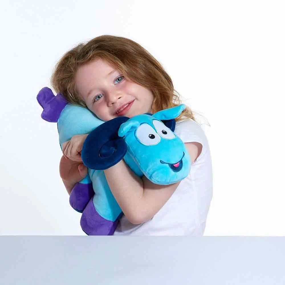 Blue Mėlyna TRAVEL Mėlynas KELIONĖS PAGALVĖLĖ VAIKAMS AVINĖLIS SAMMY