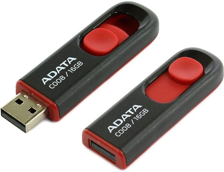 Ištraukiamas atmintukas Adata C008 16GB Juodas/Raudonas