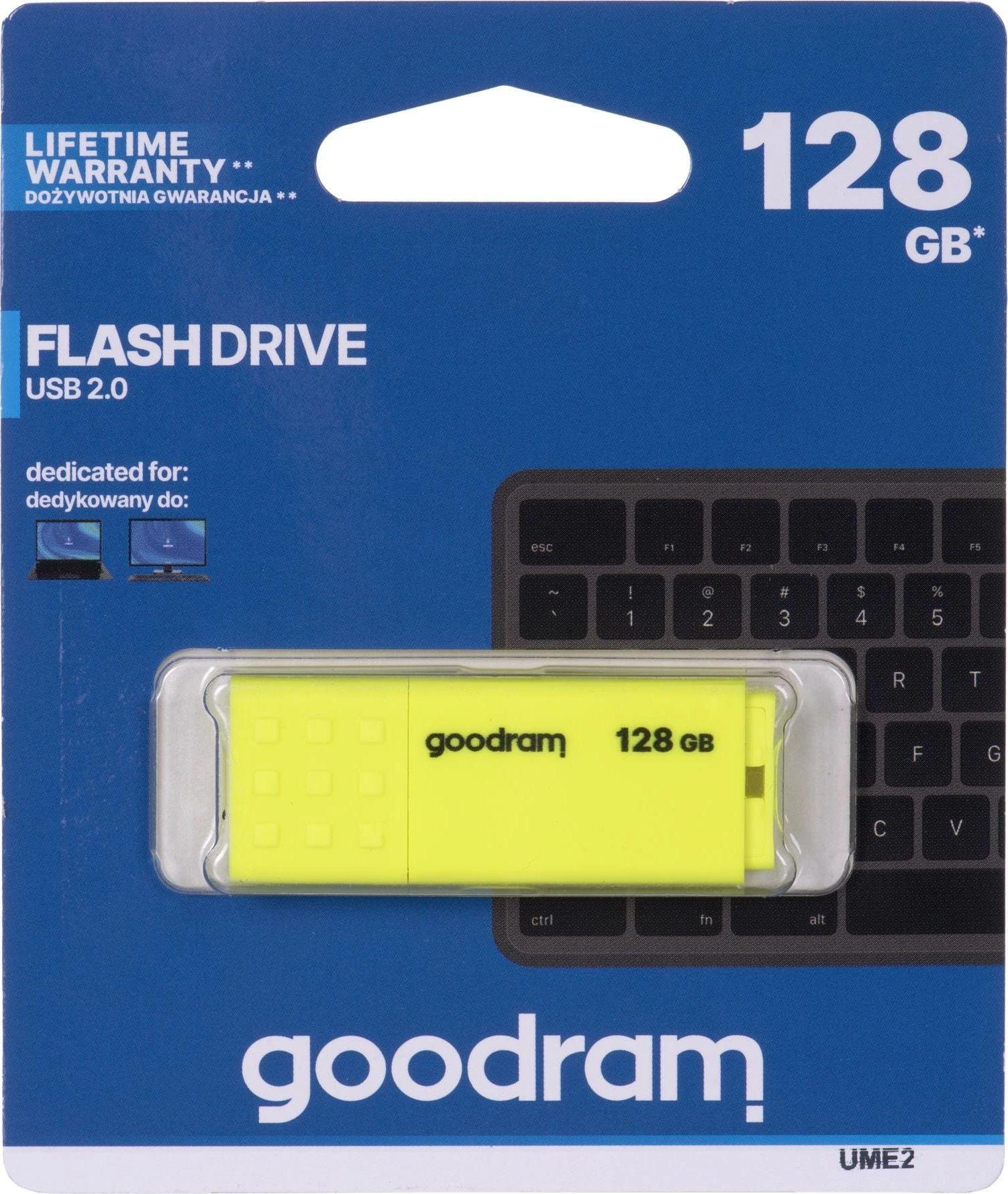 GOODRAM UME2-1280Y0R11 GOODRAM atmintis USB UME2 128GB USB 2.0 Geltona