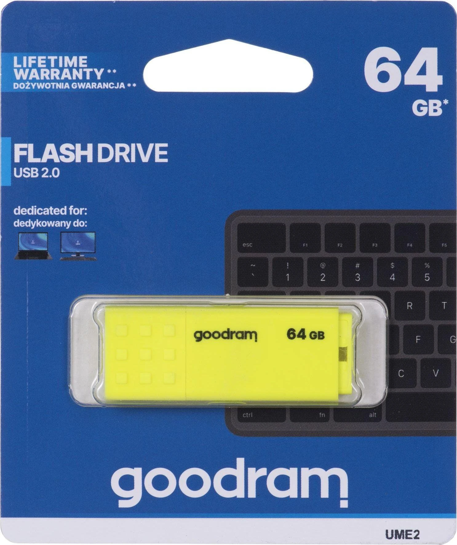 GOODRAM UME2-0640Y0R11 GOODRAM atmintis USB UME2 64GB USB 2.0 Geltona