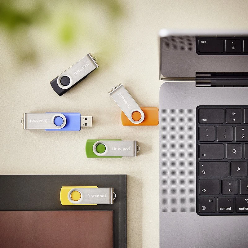 Mėlyna Intenso Office Line Multipack 16 GB, USB-Stick - 5 USB-A 3.2 USB-Sticks in yellow, žalias, juodas, mėlynas + oranžinis