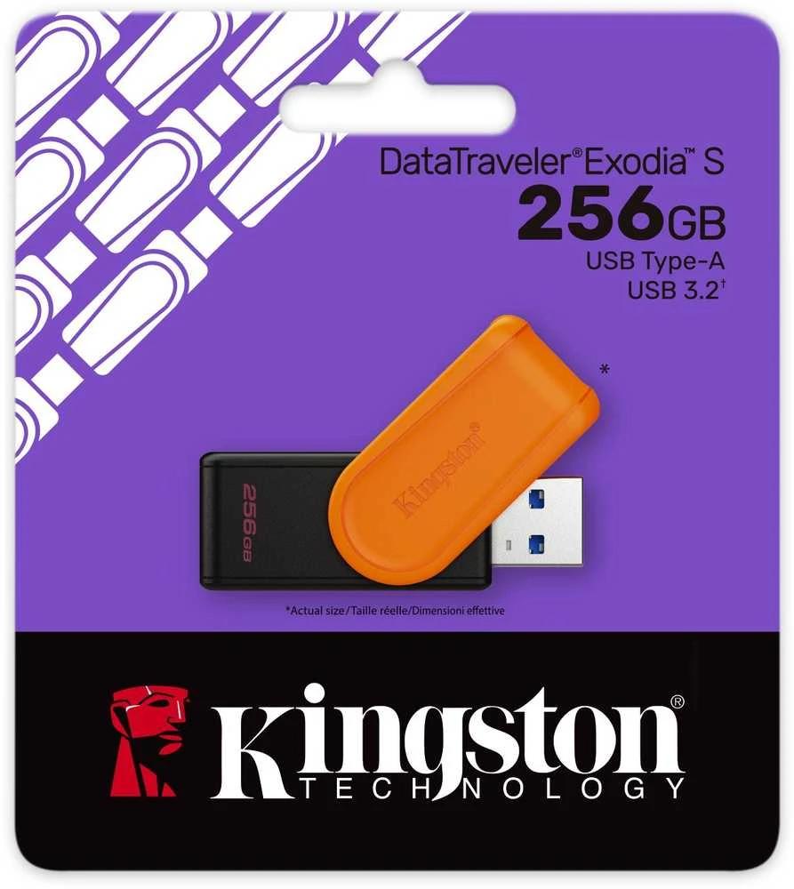 KINGSTON 256GB Portable USB 3.2 Gen 1 DataTraveler Exodia S Juodas/Oranžinis