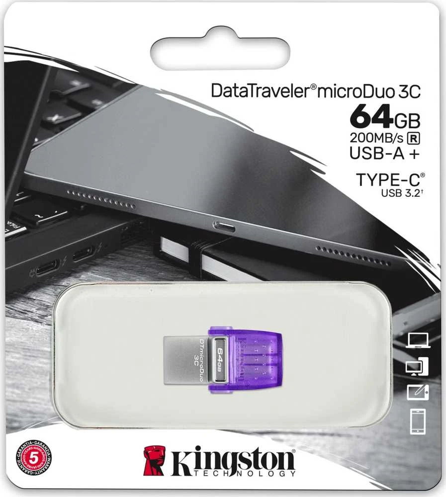 USB laikmena Kingston DataTraveler microDuo 3C, 64 GB, USB Type-A / USB Type-C