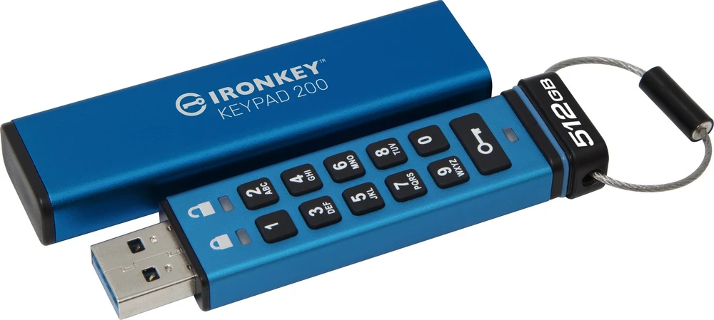 „Kingston IronKey“ klaviatūra 200 512 GB USB-A su AES šifravimu