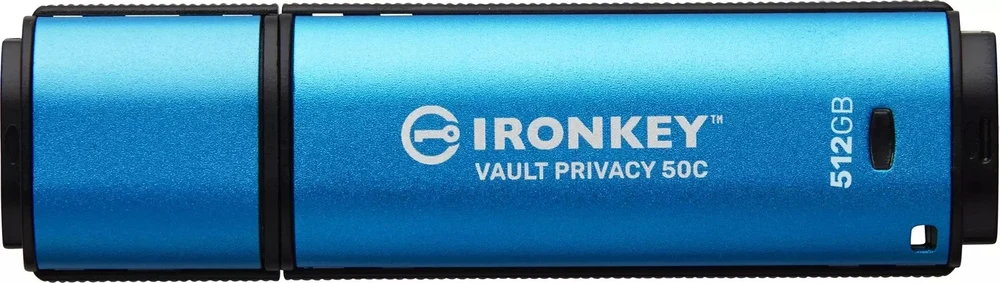 Kingston Flash Drive | IronKey Vault Privacy 50C AES-256 Encrypt | 512 GB | USB-C | Mėlyna