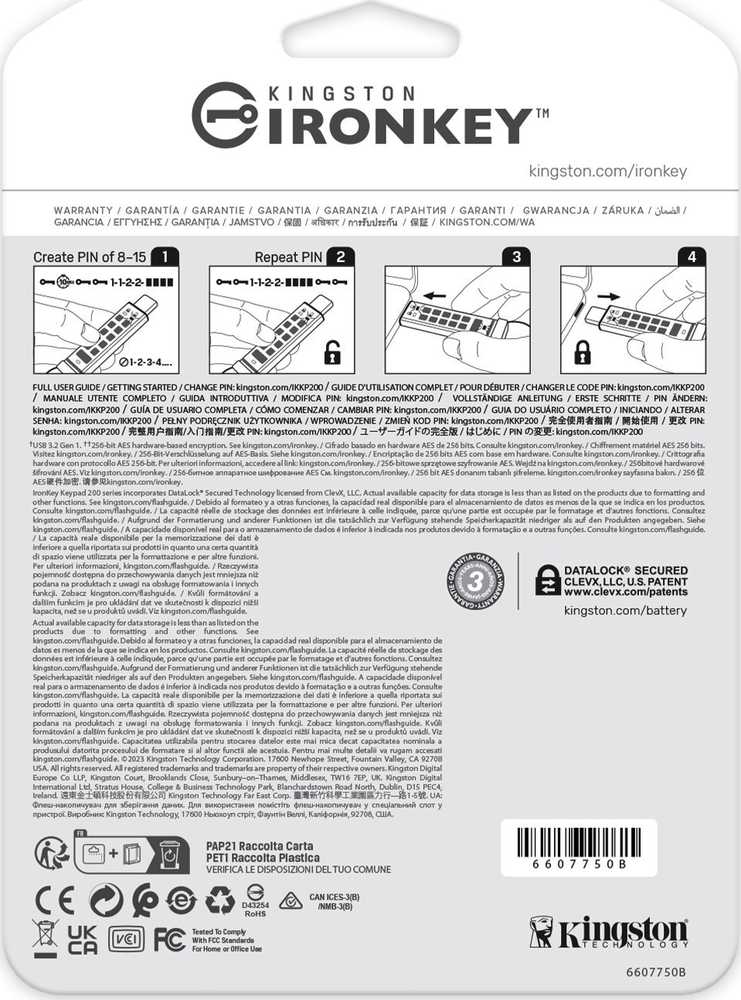 Kingston IronKey klaviatūra 200 32GB USB-C AES Encrypted