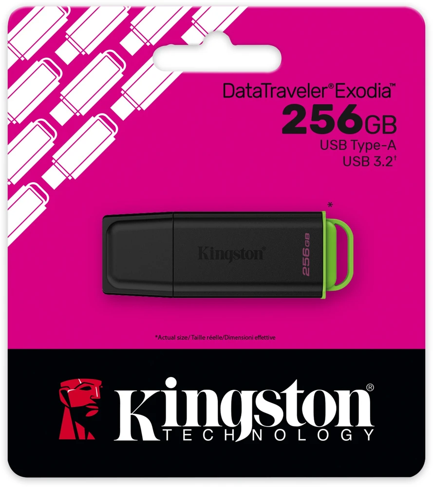 Kingston Technology DataTraveler 256GB Portable USB 3.2 Gen 1 Exodia Juodas/Žalias