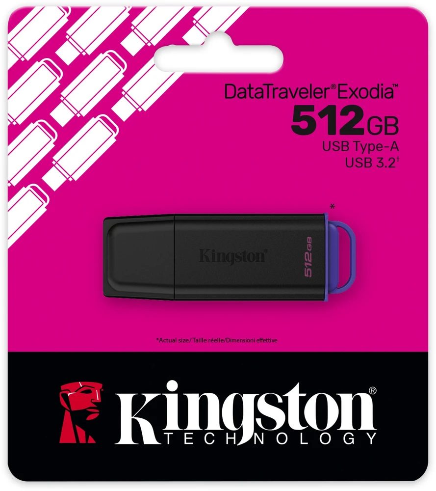 Kingston Technology DataTraveler 512GB Portable USB 3.2 Gen 1 Exodia Juodas/Violetinė