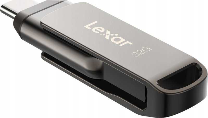 Lexar | 2 viename USB atmintinė, kurios skaitymo greitis siekia 100 MB/s | „JumpDrive Dual Drive D400“ | 32 GB | C ir A tipo USB 3.1 | Pilkas
