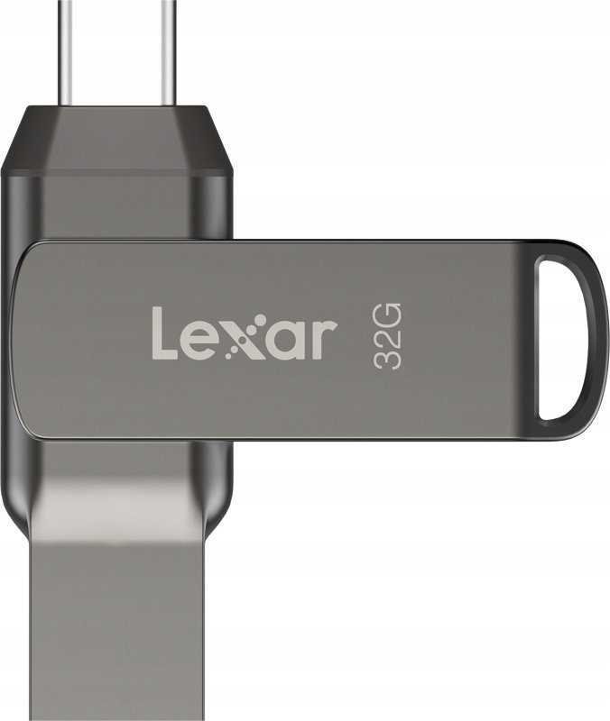 Lexar | 2 viename USB atmintinė, kurios skaitymo greitis siekia 100 MB/s | „JumpDrive Dual Drive D400“ | 32 GB | C ir A tipo USB 3.1 | Pilkas
