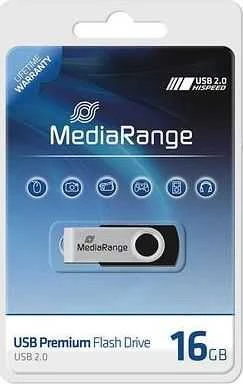 STICK 16GB MEDIARANGE MR910 Juodas - Sidabrinė
