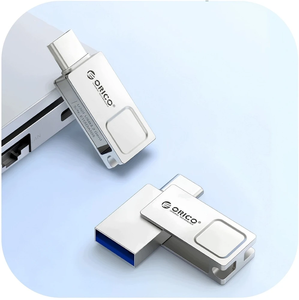 Orico U301 64GB USB-A USB-C USB 3.2 Gen 1 atmintinė - Sidabrinė