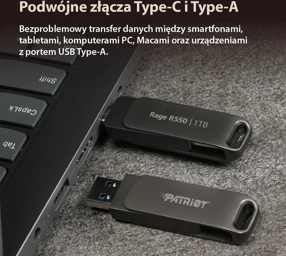 USB atmintinė „Rage R550“ 64 GB, USB C / USB A tipo, dviguba sąsaja