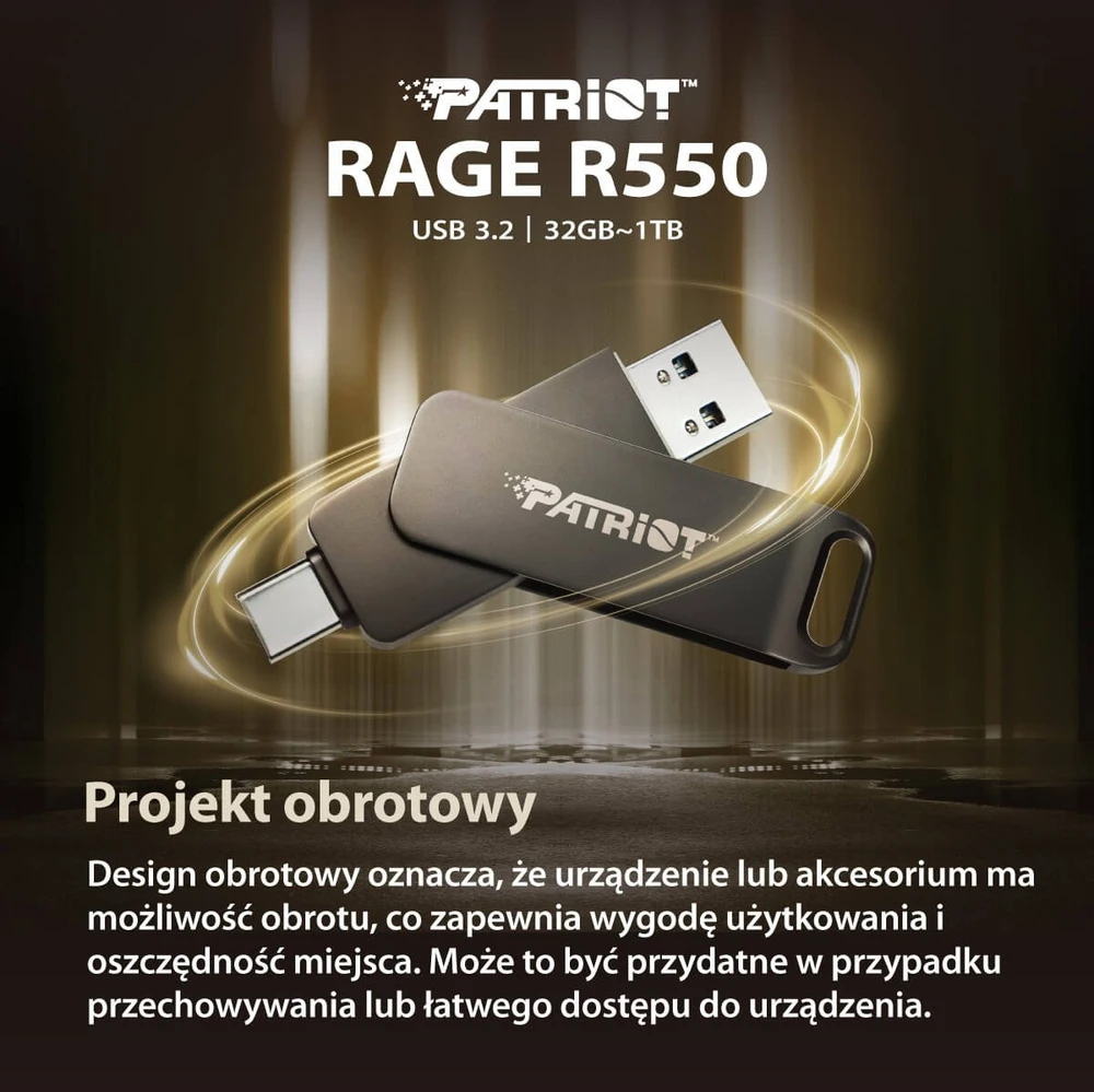 USB atmintinė „Rage R550“ 64 GB, USB C / USB A tipo, dviguba sąsaja