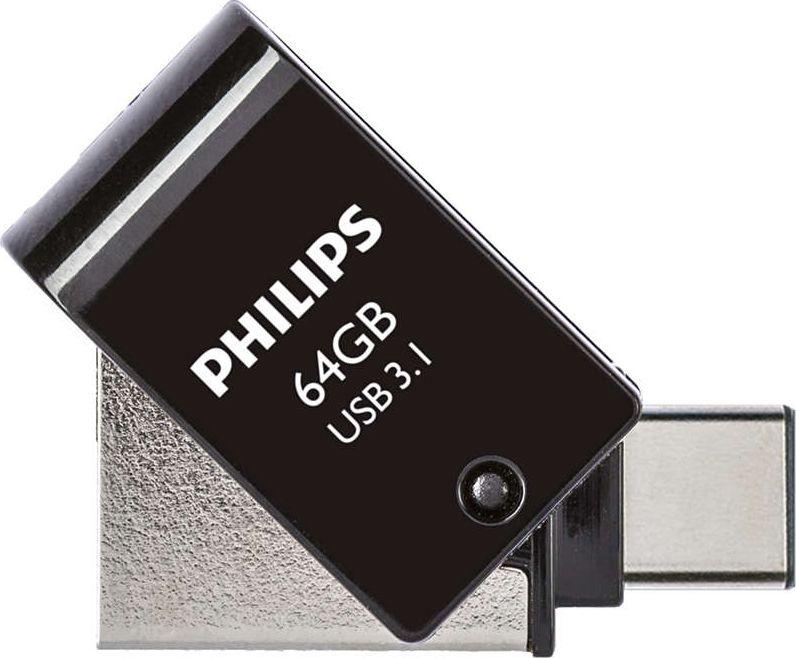 Philips FM64DC152B/00, 64 GB, USB C tipo, 3.2 kartos 1 (3.1 kartos 1), 180 MB/s, be dangtelio, juoda