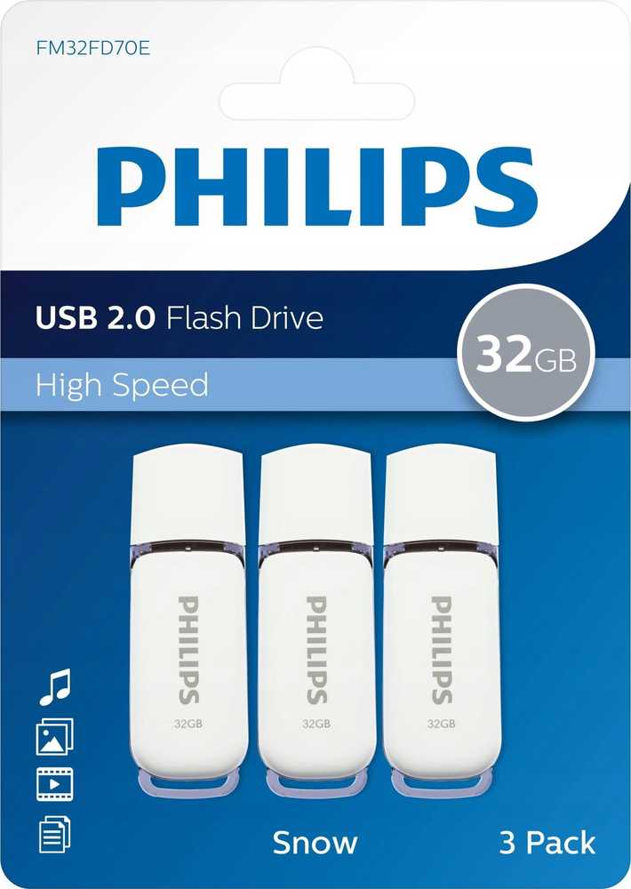 „Philips Snow Edition“ USB atmintinės, 3 vnt., 32 GB, pilkos spalvos (FM32FD70E/00)
