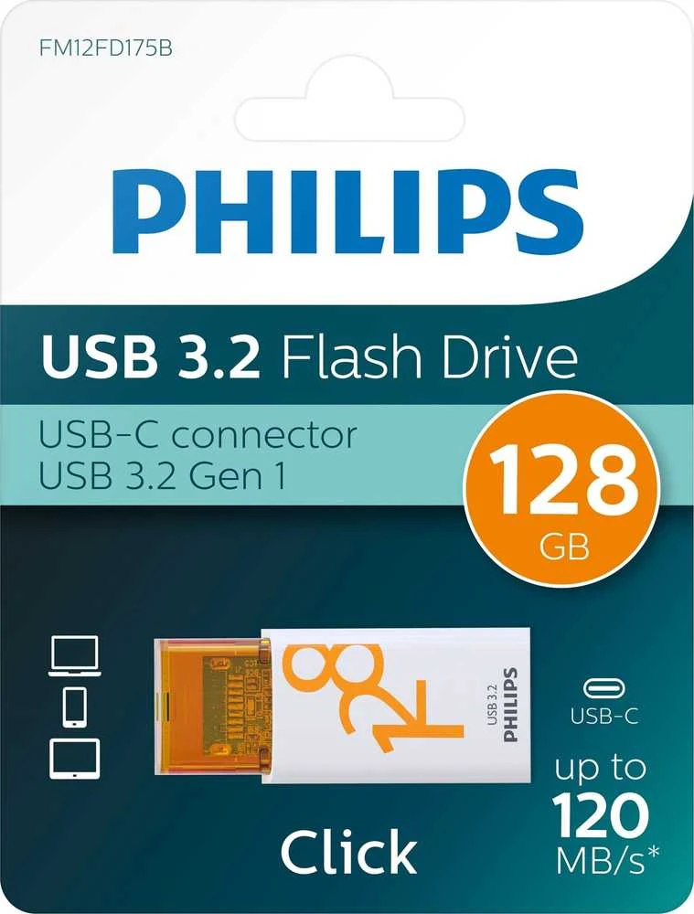 Philips USB 3.2 128GB Click Series Gen 1 USB-C