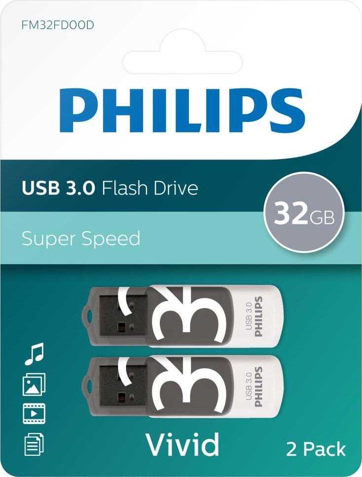 USB atmintinė „Philips Vivid“ (2 vnt.), 32 GB (433992)