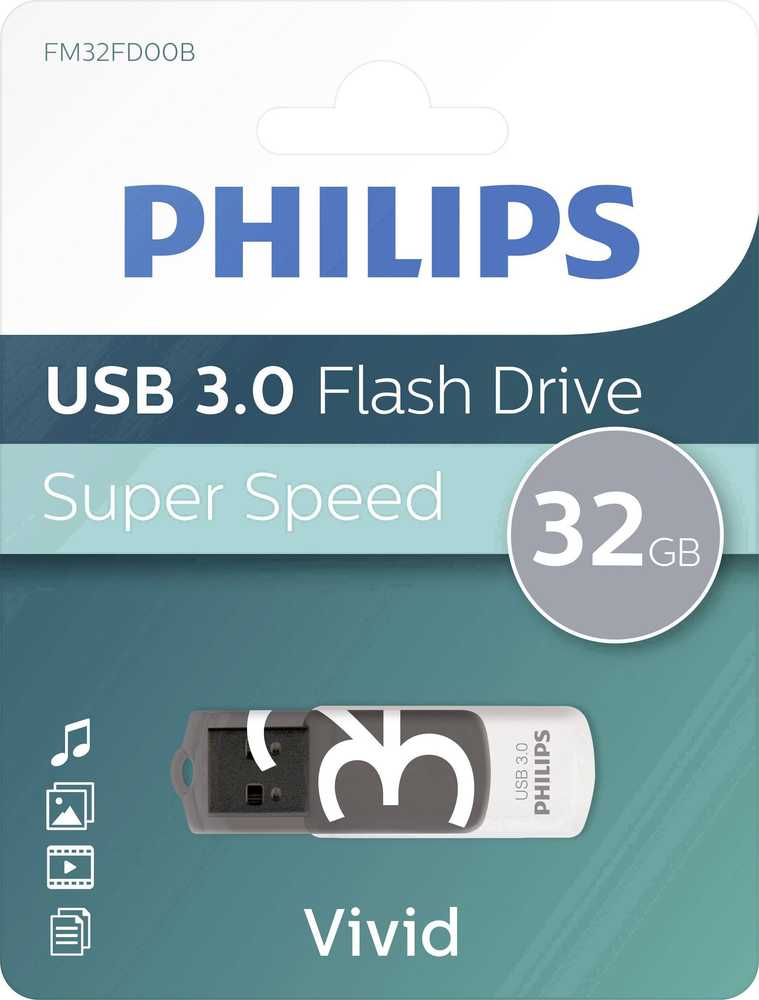 ATMINTINĖ „Philips“ USB 3.0 32 GB „Vivid Edition Shadow Pilkas“