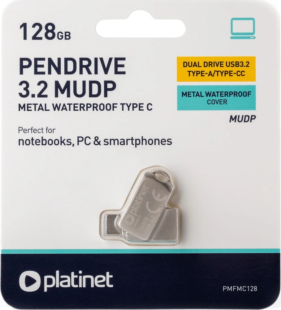 Atmintinė Platinet Metal UDP 128GB USB 3.2 + Type-C