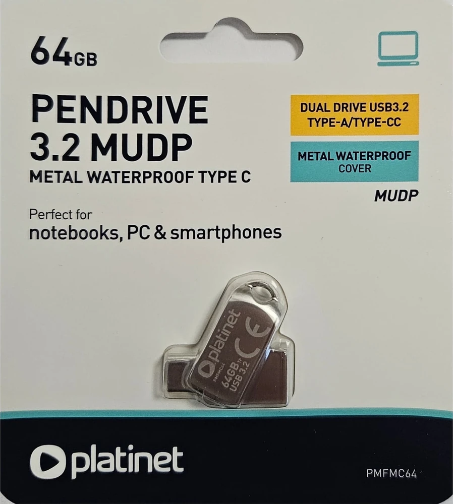 Atmintinė Platinet Metal UDP 64GB USB 3.2 + Type-C