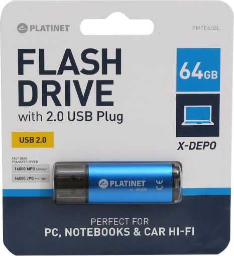 Platinet X-Depo USB atmintinė, 64 GB (PMFE64BL)