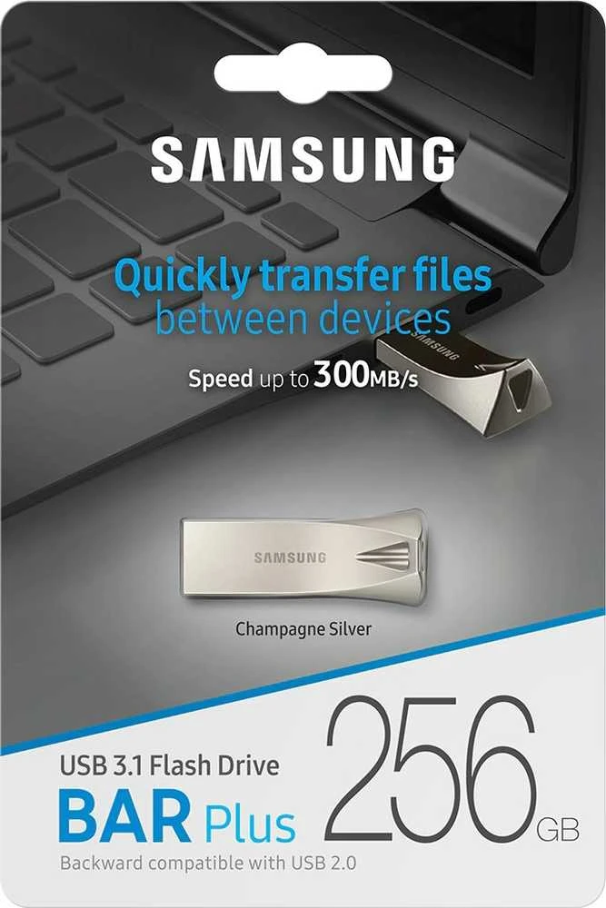 USB laikmena Samsung BAR Plus, 256 GB, Sidabrinės spalvos
